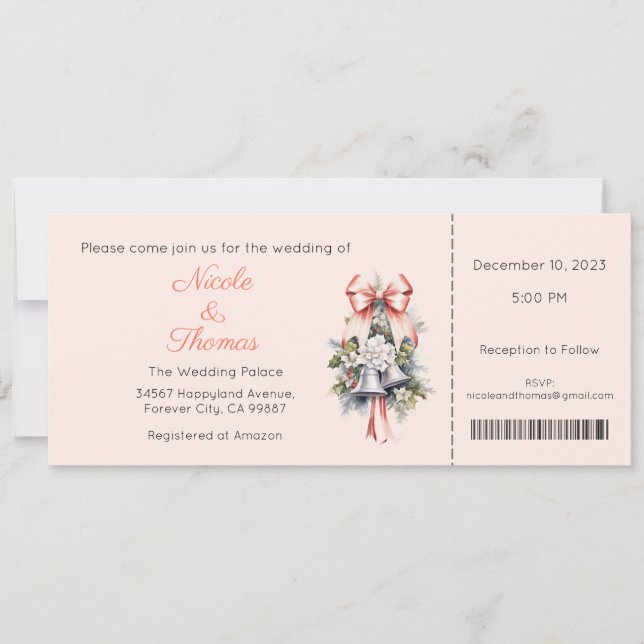 Invitación a la boda, Boda de Invierno, Navidades (Anverso)