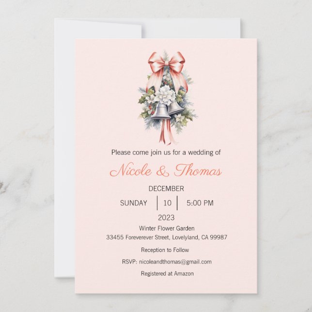 Invitación a la boda, Boda de Invierno, Navidades (Anverso)