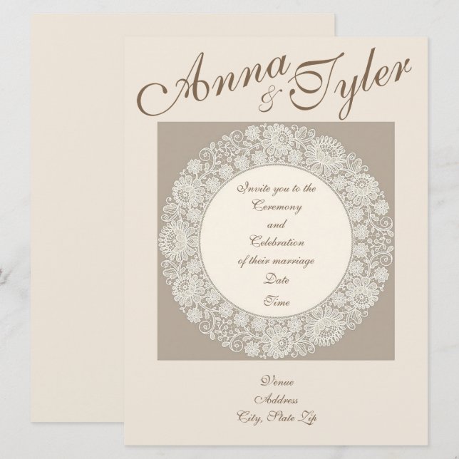 Invitación a la boda boda Doily (Anverso / Reverso)