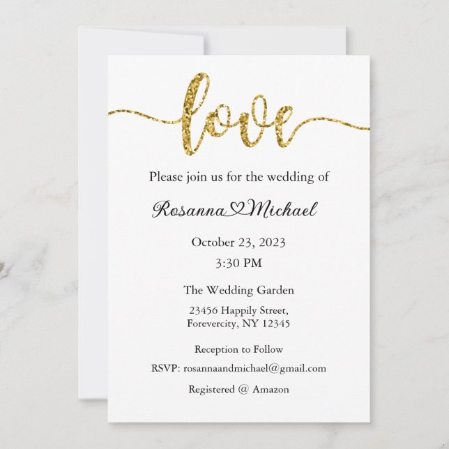 Invitación a la boda, Boda estacional, corazón (Anverso)