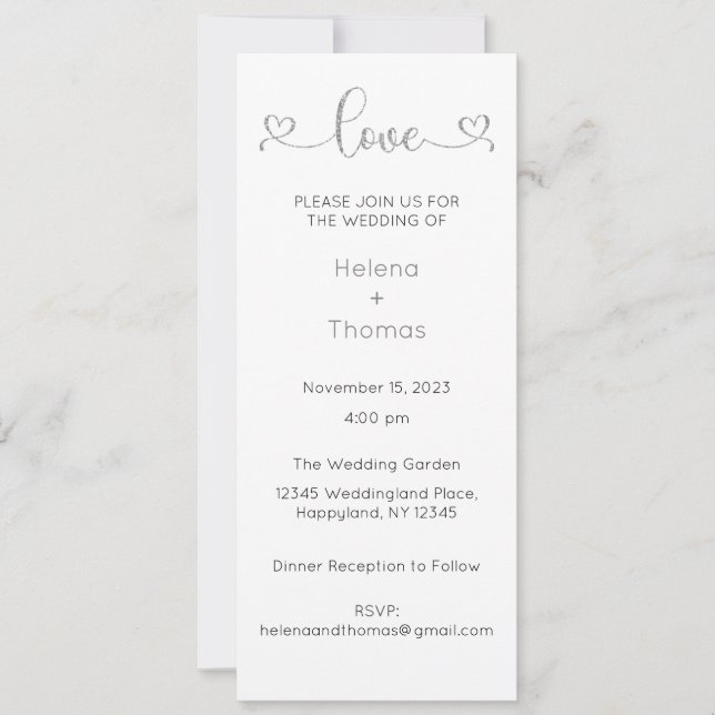 Invitación a la boda, Boda estacional, corazón (Anverso)