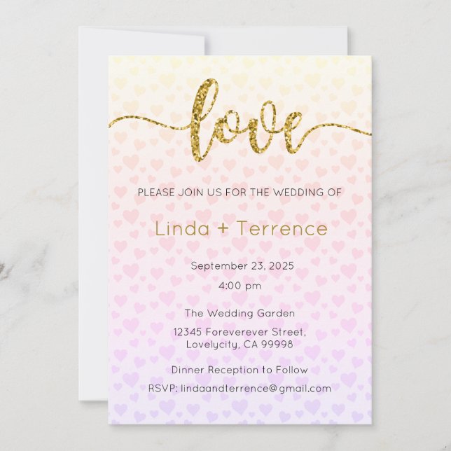 Invitación a la boda, Boda estacional, corazón (Anverso)