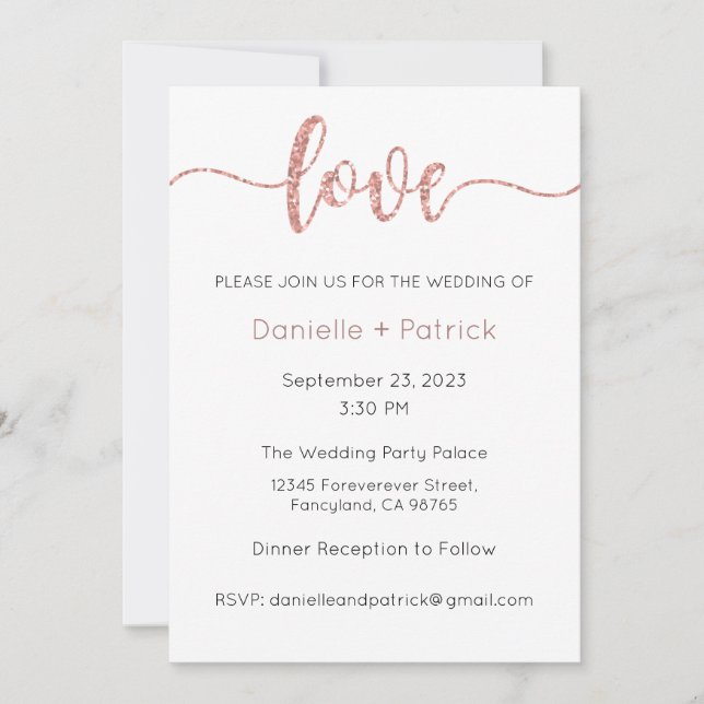 Invitación a la boda, Boda estacional, corazón (Anverso)