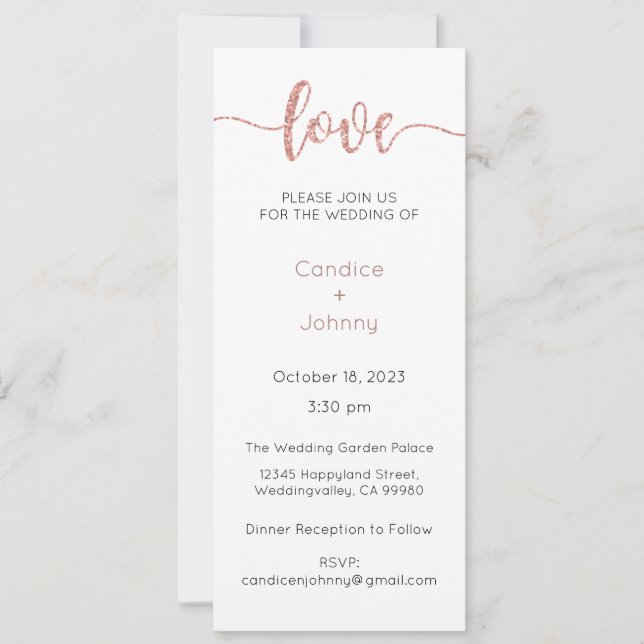 Invitación a la boda, Boda estacional, corazón (Anverso)