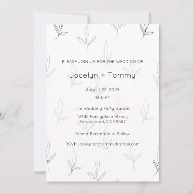 Invitación a la boda, Boda estacional, natural (Anverso)