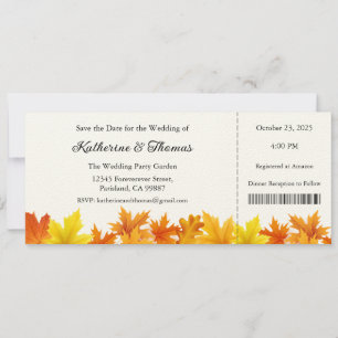 Invitación a la boda, Boda estacional, otoño, hoja