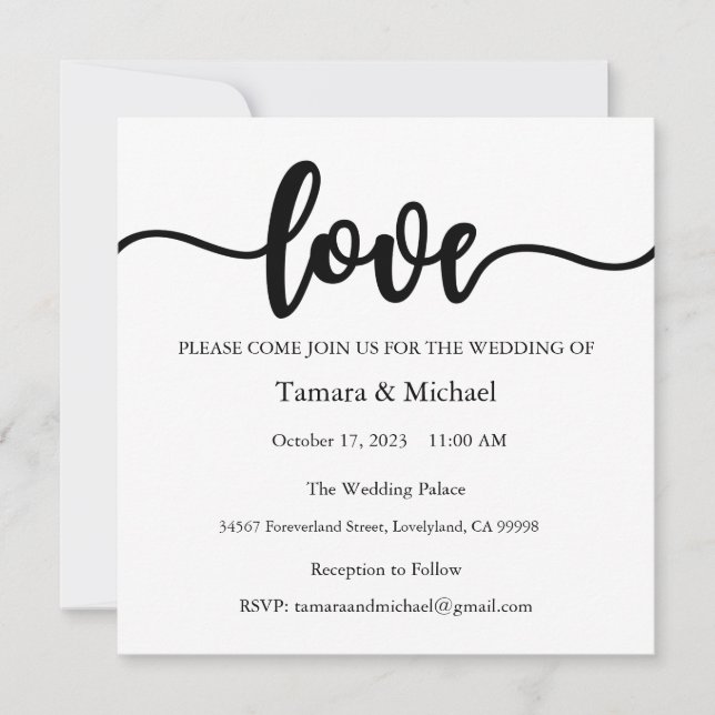 Invitación a la boda, Boda estatiar, amor (Anverso)