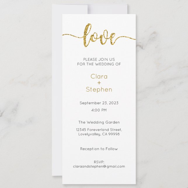 Invitación a la boda, Boda estatiar, amor (Anverso)