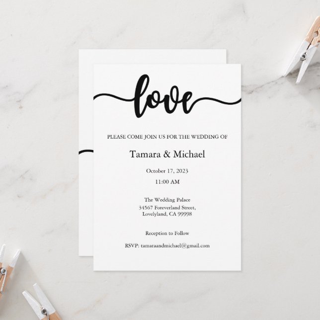 Invitación a la boda, Boda estatiar, amor (Anverso/Reverso In Situ)