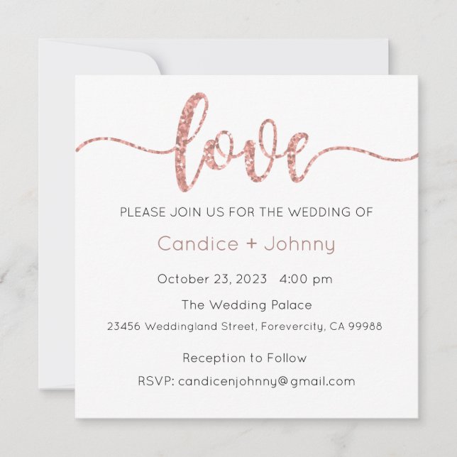 Invitación a la boda, Boda estatiar, amor (Anverso)