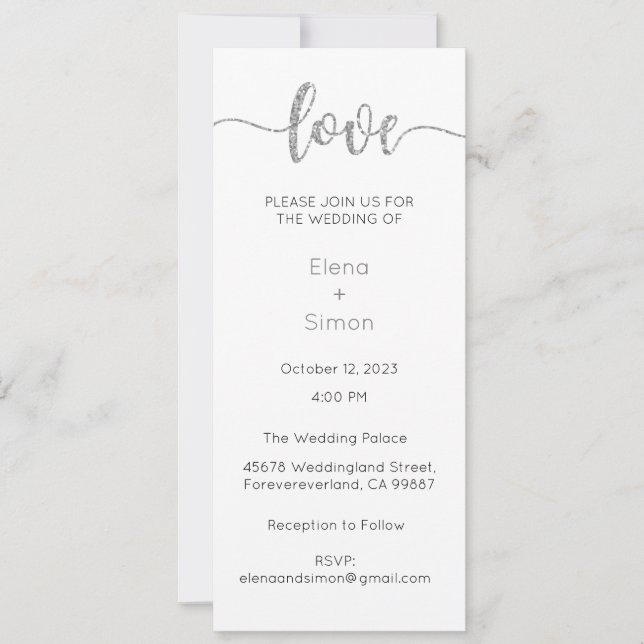 Invitación a la boda, Boda estatiar, amor (Anverso)