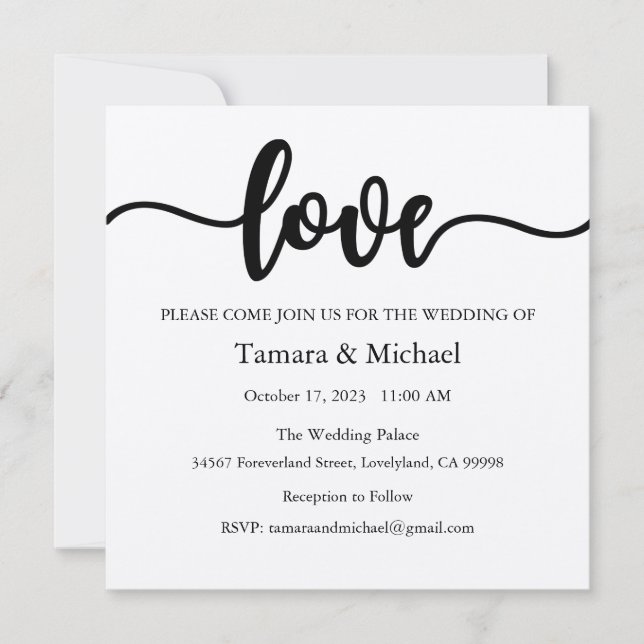 Invitación a la boda, Boda estatiar, amor (Anverso)