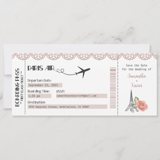 Invitación a la boda, Boda estatiar, amor (Reverso)