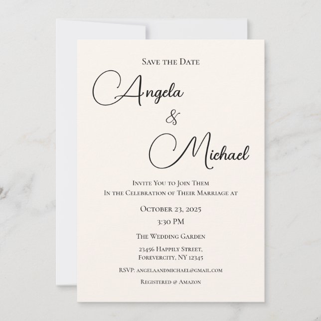 Invitación a la boda, Boda estatiario (Anverso)