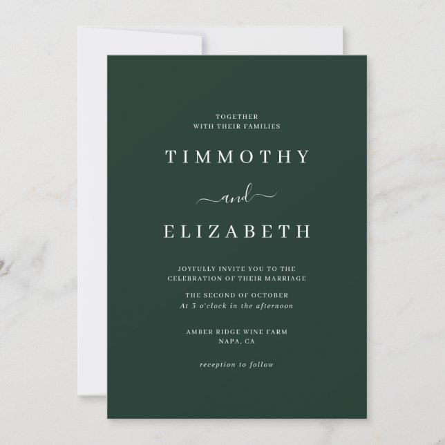 Invitación a la boda Boda moderno de Esmeralda (Anverso)