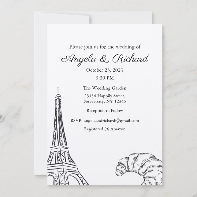 Invitación a la boda, Boda Stationary, París (Anverso)