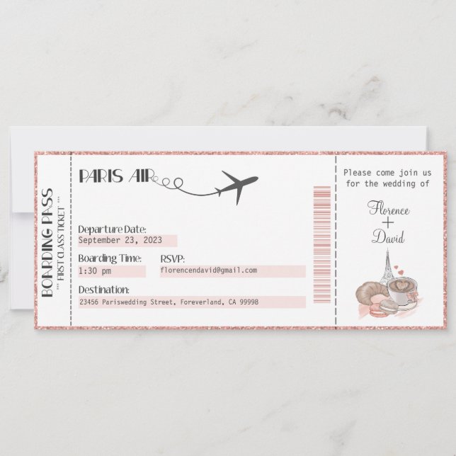 Invitación a la boda, Boda Stationary, París (Anverso)