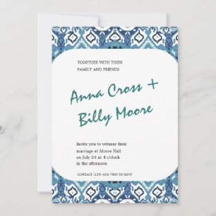 Invitación a la boda bohemia azul