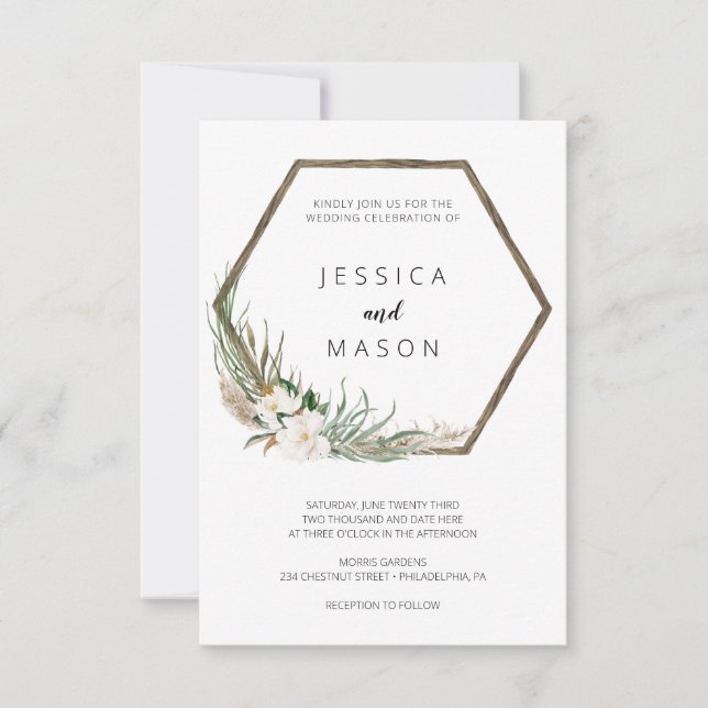 Invitación a la boda bohemiana (Anverso)