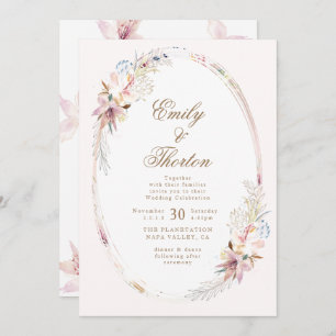 Invitación a la boda bohemiana con flores extravag