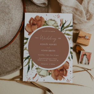 Invitación a la boda bohemiana de roya con flores