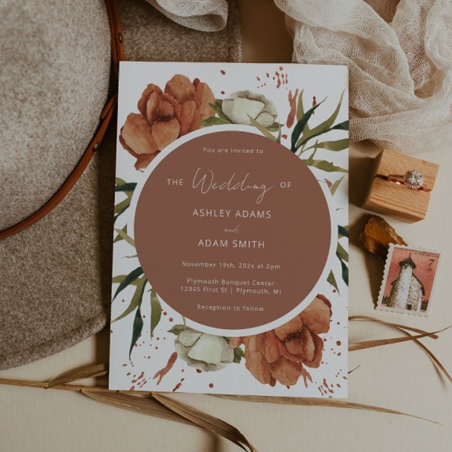 Invitación a la boda bohemiana de roya con flores  (Subido por el creador)