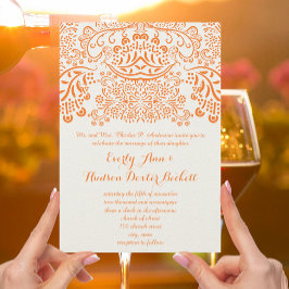 Invitación a la boda bohemiana del naranja Mehndi 
