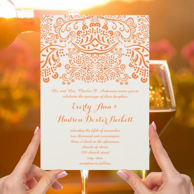 Invitación a la boda bohemiana del naranja Mehndi  (Subido por el creador)