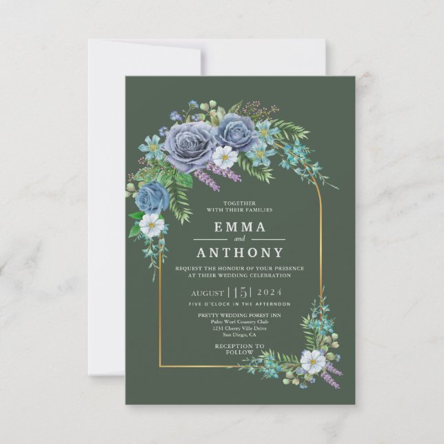 Invitación a la boda bohemiana elegante acuarela (Anverso)