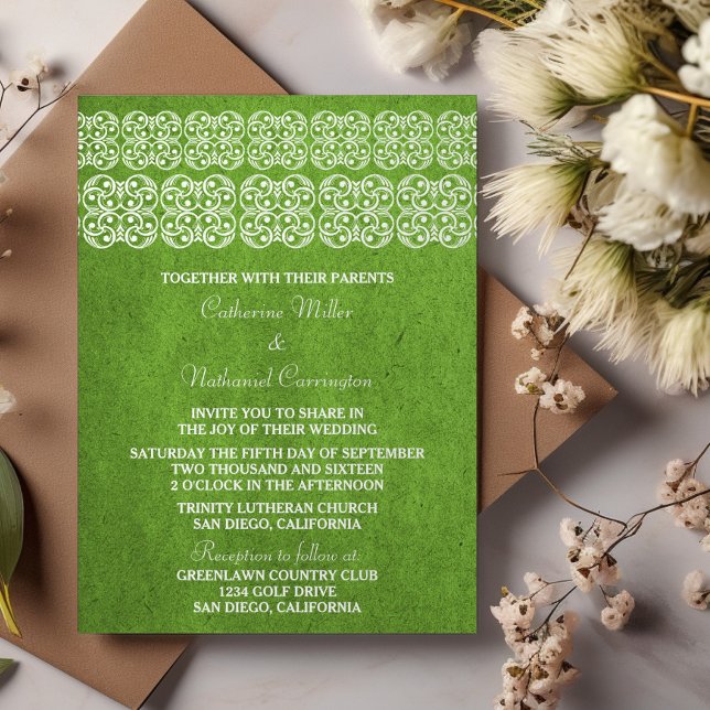 Invitación a la boda bohemiana moderna verde (Green Modern Bohemian Wedding Invite)