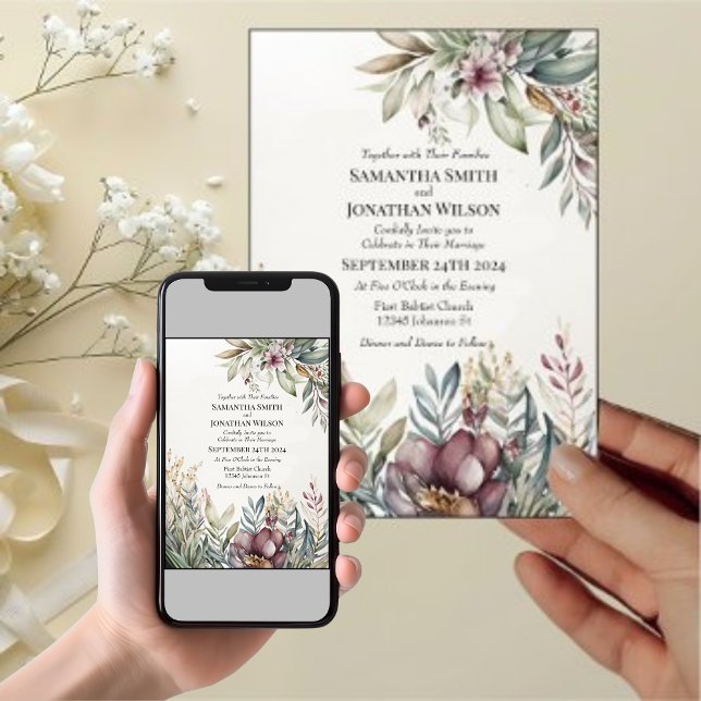 Invitación a la boda BOHO Pastel Garden Colores (Subido por el creador)