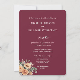 Invitación a la boda - Borgoña floral elegante