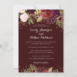 Invitación a la boda borgoñona de la floral floral