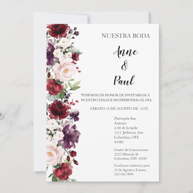 Invitación a la boda borgoñona española (Anverso)