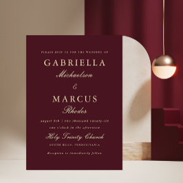 Invitación a la boda borgoñona simple y elegante
