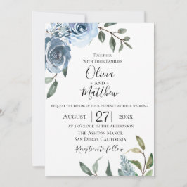 Invitación a la boda botánica azul turquesa