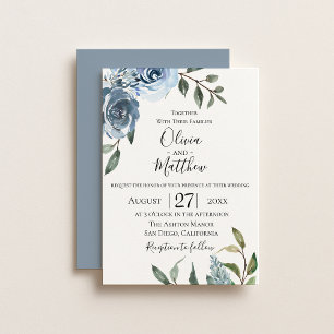 Invitación a la boda botánica azul turquesa