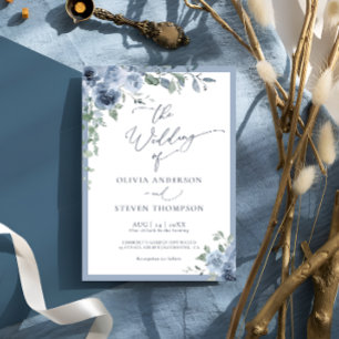 Invitación a la boda botánica azul turquesa