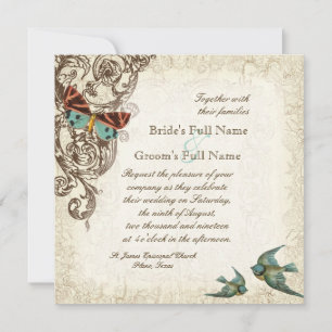 Invitación a la boda botánica - Cream Tan