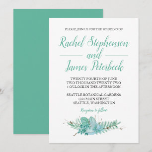 Invitación a la boda botánica de color de agua ver