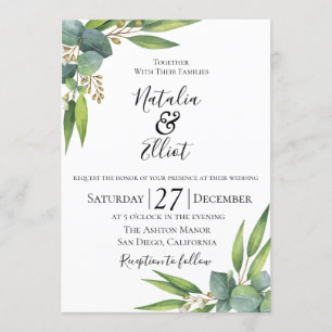 Invitación a la boda botánica de Eucalyptus