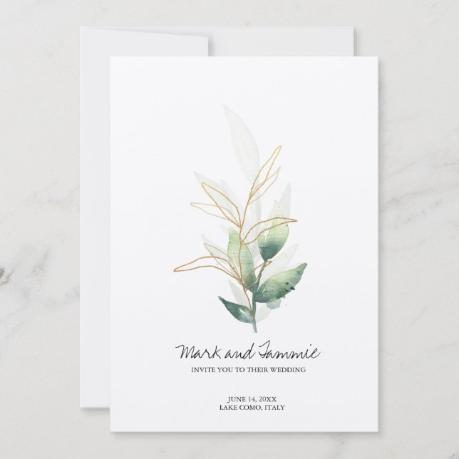 Invitación a la boda botánica de Jade (Anverso)
