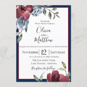 Invitación a la boda botánica de la Marina Azul Bo