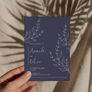 Invitación a la boda botánica de la Marina minimal