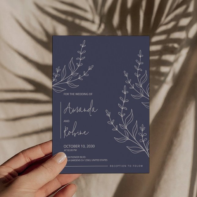 Invitación a la boda botánica de la Marina minimal (Subido por el creador)
