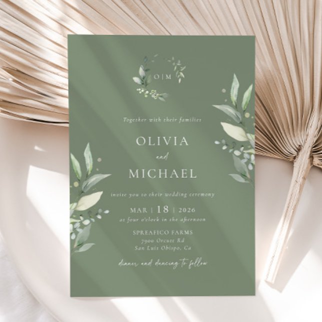 Invitación a la boda botánica de la vegetación min (Invitation)