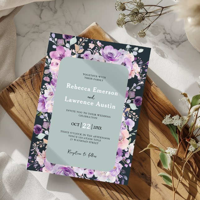 Invitación a la boda botánica de lavanda morada de (Subido por el creador)