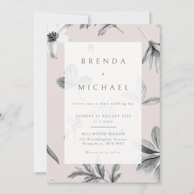 Invitación a la boda botánica de Leaf Boho (Anverso)