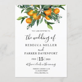 Invitación a la boda botánica de naranjas