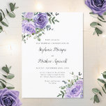 Invitación a la boda botánica de Rosas turbios mor<br><div class="desc">Estas invitaciones nupciales presentan un diseño floral acuático con rosas polvorientos de color púrpura con follaje de hojas de eucalipto. Personalízalos con tu texto. También hay disponibles suites bodas y productos de recepción.</div>